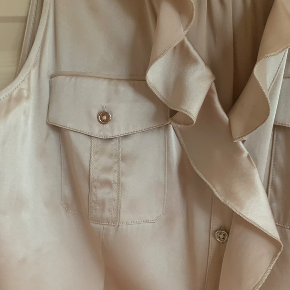 White House Black Market Tan Sleeveless Blouse sz 8 - Picture 5 of 8